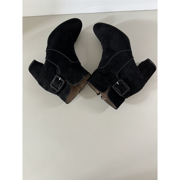 White Mountain Black Ankle Boots Booties Leather & Suede Side Zip Womens Sz 8M - Picture 5 of 11